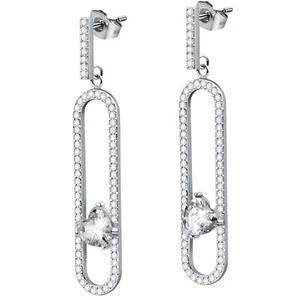 Women's Earrings Steel Morellato Mesh Rectangle Hearts Zircons SATP04 - Picture 1 of 3