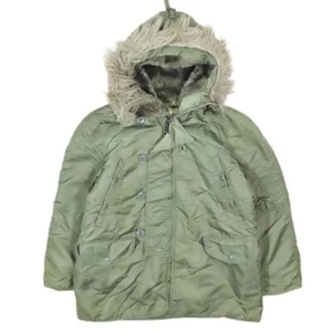 80s 90s Alpha Old Tag USA N-3B Mod Coat Military Jacket Nylon Blouson Fur Used 3 - Picture 1 of 8