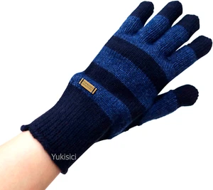 Burberry Men Gloves Stripes +Logo Plate-Easy Touchscreen-Wood Blend Knit-NWT - Picture 1 of 9