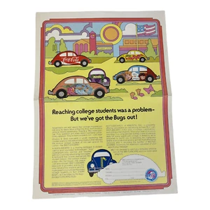 1972 VW Beetleboard Advertisment Sheet w/ Coca-Cola, United, Kleenex. *RARE* - Picture 1 of 7