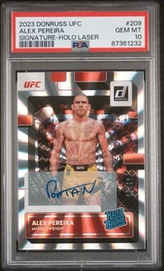Alex Pereira Rookie Auto /99 PSA 10 Holo Laser Signature 2023 Donruss UFC SSP RC - Picture 1 of 3