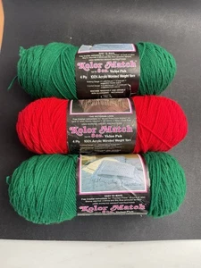 No Dye Yarn Lot of 3 Red & Green No Dye Lot Kolor Match Worsted 4 Ply 8 oz. - Picture 1 of 5
