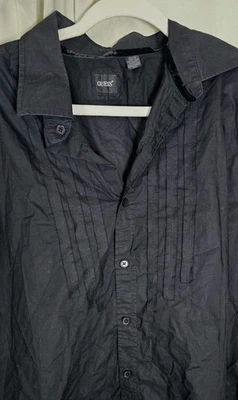 Camisa de vestir negra con botones de algodón Guess para hombre XL gemelos Foto 1 de 4