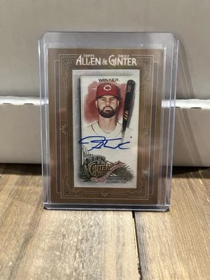 Jesse Winker 2022 TOPPS ALLEN & GINTER FRAMED MINI ON CARD AUTO #MA-JM REDS - Image 1 of 2