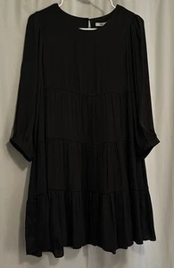 Naked Zebra Women’s Long Sleeve Blouson Shirt Tiered Black Medium BC - Bild 1 von 3