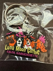 Luna Moon Gothic Salem Mass Dog Themed Halloween Key Chain Rubber NEW - Picture 1 of 4