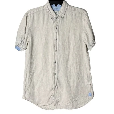 Report Collection Shirt Men Medium Beige Linen Button Up Short Sleeve - Image 1 of 4