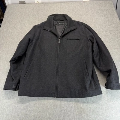 Abrigo chaqueta London Fog para hombre grande cremallera completa mezcla de lana forrado en carbón Foto 1 de 4