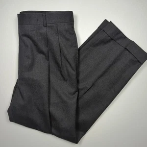 Jos A Bank Wool Cashmere Trousers Mens 36x28.5 Dark Gray Pleated Cuffed Academia - Picture 1 of 13