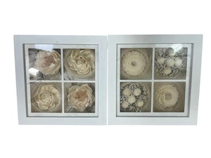 2 Home Decor Schattenkasten Geviertelt Creme Box Creme Blumen Krepp Nest 9,5x9,5x2,5 - Bild 1 von 5