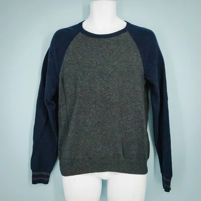Rag & Bone Men's Size Medium M Gray Blue Raglan Crew Neck Merino Wool Sweater - Image 1 of 4