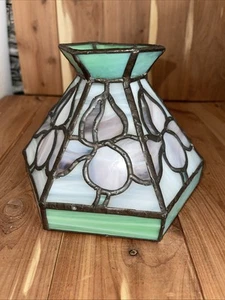 TIFFANY STYLE/SLAG STAINED GLASS PENDANT HANGING LIGHT LAMP SHADE 7x5.25 Green - Picture 1 of 10
