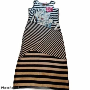 Frankie Stein Monster High Girls Maxi Dress White Striped Pocket Stretch 10-12 - Picture 1 of 9