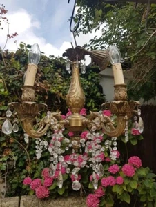 Beautiful antique 5 arm leaded crystal chandelier - Picture 1 of 2
