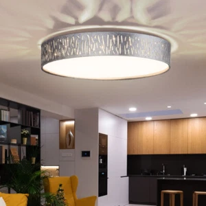 Plafoniera Lampada da Soggiorno Motivo Grigio Argento LED Tondo D 40 CM - Foto 1 di 6