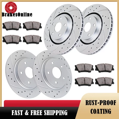 Pastillas de rotores de freno delanteras y traseras aptas para Dodge Journey Volkwagen Routan ranuradas Foto 1 de 4