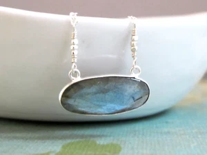 djs Sundance Sol Labradorite Charm Sterling Silver Chain Boho Necklace LK Cataog - Picture 1 of 7