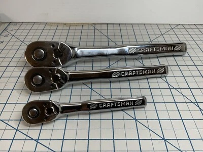 Craftsman 3pc 72-tooth Chromed Quick Release Ratchet, 1/4, 3/8, 1/2 Drives - Image 1 of 4