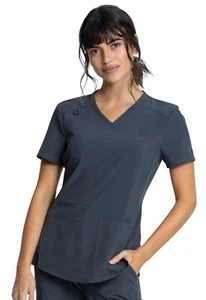 Cherokee Allura Women's Scrubs V-Neck Top CKA685 PWT Pewter Free Ship - Picture 1 of 5
