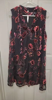 Luxology Multicolor Velvet Floral Overlay Choker Dress Size 12 New With Tags  Foto 1 de 4
