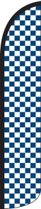 Checkered Blue/White Windless Full Sleeve Swooper Flag Feather Banner - Picture 1 of 1