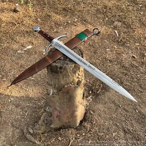 Medieval sword One Handed Full Tang wooden Handle Hand forged w Scabbard Gift Bf - Picture 1 of 5