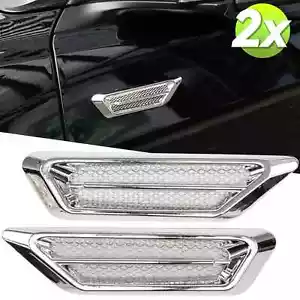 2Pcs Silver Chrome Auto Car Air Flow Fender Side Vent Sticker Trim Accessories - Picture 1 of 9