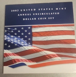 2007 US MINT ANNUAL UNCIRCULATED DOLLAR COIN SET With Silver Eagle, Excellent!! - Picture 1 of 3
