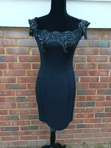 Vintage I. Magnin Little Black Dress By Kevan Hall Coture Sequins 1990s Size 8 - Picture 1 of 11