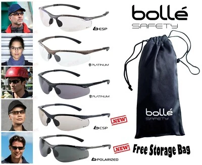 Bolle CONTOUR Safety Glasses Spectacles Anti-Fog Anti-Scratch FREE Storage Bag - Image 1 of 4