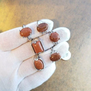 100pcs Wholesale Jewelry Women's Natural Stone Silver Plated Rings Size 16-21mm - Picture 1 of 23