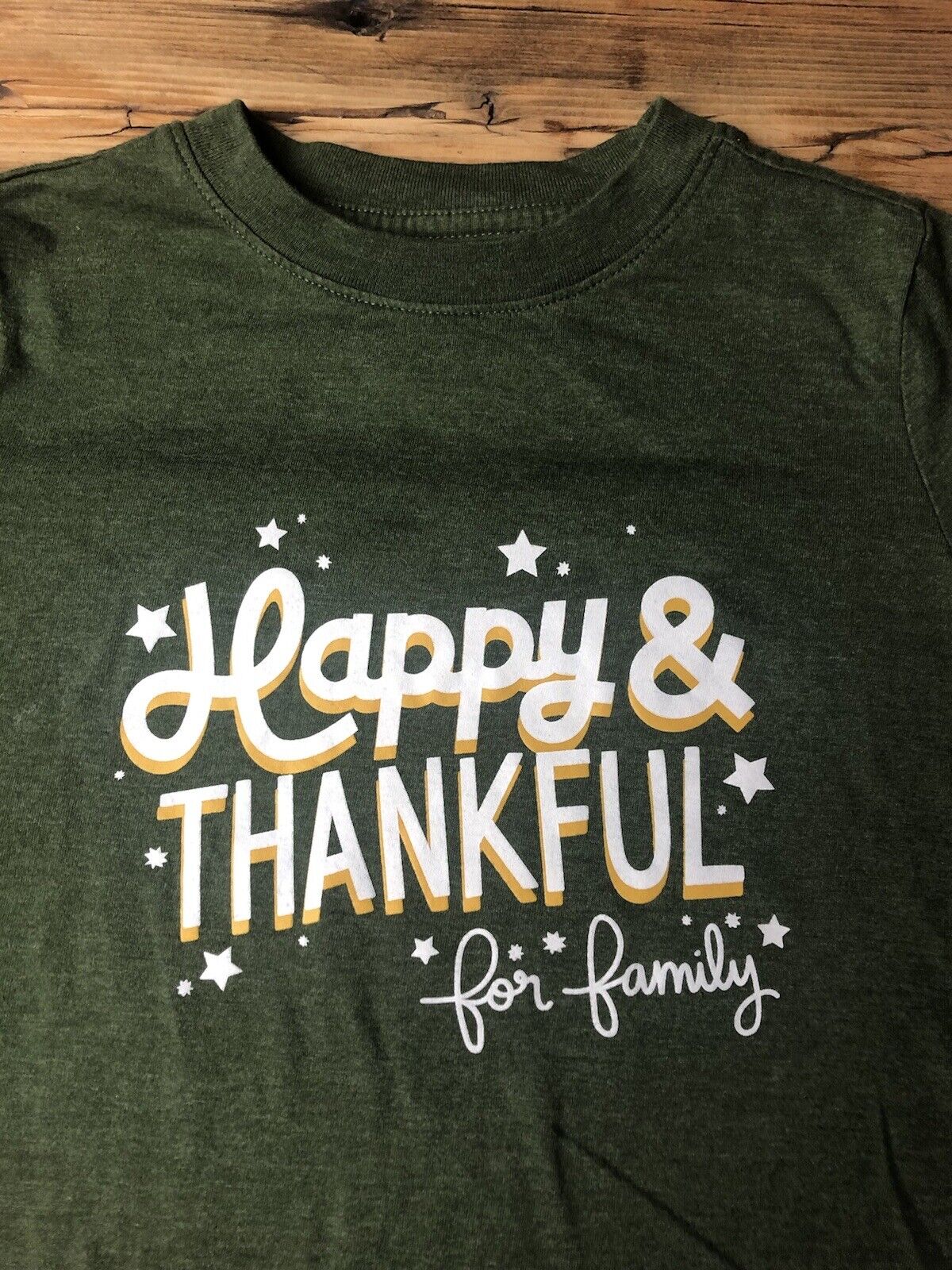 Happy And Thankful For Family Cat & Jack Girls T-Shirt Green Long 