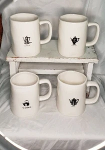 Rae Dunn Mug Set of 4 Mugs Coffee Tea Cider Cocoa Artisan Collection Icon HTF - Picture 1 of 10
