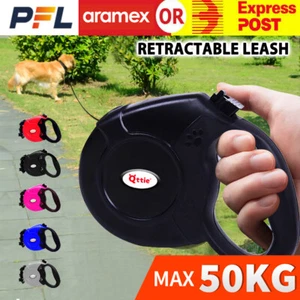 Qttie 8M Retractable Dog Leash with Nylon Ribbon Cord Hand Grip One Button Brake - Picture 1 of 14