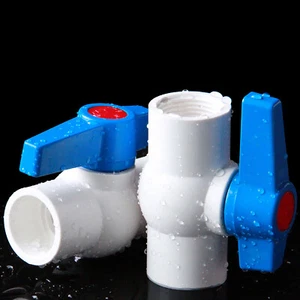 PVC Kugelhahn Wasserhahn Klebefitting Innengewinde Absperrventil Blauer Griff - Bild 1 von 7