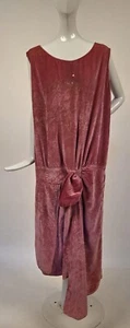 FLAPPER 1920’S ROSE PINK PANNE VELVET DRESS W BOW W B ALTMAN LABEL - Picture 1 of 7