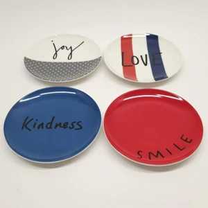 Ellen Degeneres Royal Doulton Dessert Appetizer Plates Red White Blue 6.25" 4pc - Foto 1 di 8