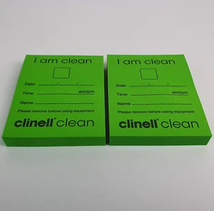 2x 100 Clinell 'I am Clean' Indicator Self Adhesive Notes for Dentists Doctors - Picture 1 of 9