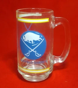 Retro 80's Buffalo Sabres Classic Blue & Gold Glass Beer Mug Drink Glass - Picture 1 of 5