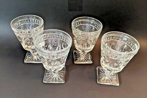 4 Piece VTG MCM Indiana Glass Colony Park Lane Clear Water Wine Goblets - 5.5" - Picture 1 of 6