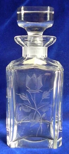 Vintage Crystal Liquor Decanter 8", Hand Cut Flower, Made US Zone Germany, Exc. - Picture 1 of 12