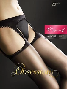 FIORE AMOUR SUSPENDER PANTYHOSE STOCKINGS BLACK 3 SIZES - Picture 1 of 3