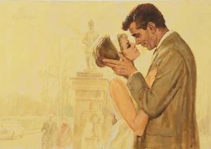 Marshall Dawson Mark Miller Lovely Couple Original Gouache Signed Art Painting - Picture 1 of 5