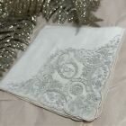 Appenzell Vintage Letter C Linen Handkerchief Floral Hand Embroidered Wedding