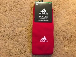 Adidas Metro Hoop Mens Womens Soccer Socks OTC Color Red Size M - Picture 1 of 3