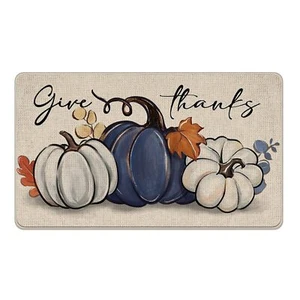 Thanksgiving Pumpkin Doormat Non Slip Fall Seasonal Decor Indoor Outdoor 17"x29" - Picture 1 of 7