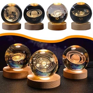 ✿LED Kristall Tischlampe USB 3D Mond Galaxy Nachtlichter Weihnachten - Bild 1 von 13