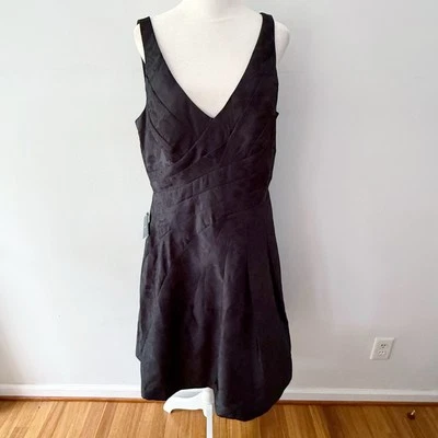 WHBM NWT Women Ruched Dress Size 14 Black Evening Formal Cocktail Event Classic - Image 1 of 4