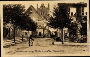 Ak Działdowo Soldau Ostpreußen, Zerschossene evangelische Kirche,... - 3302107 - Bild 1 von 2