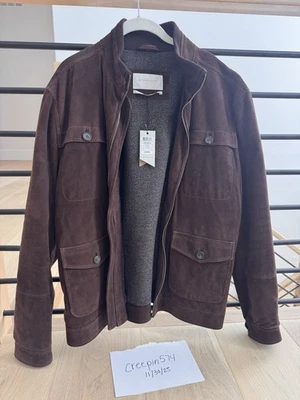 Chaqueta de gamuza para hombre Johnston & Murphy hecha en Italia talla grande marrón Foto 1 de 4